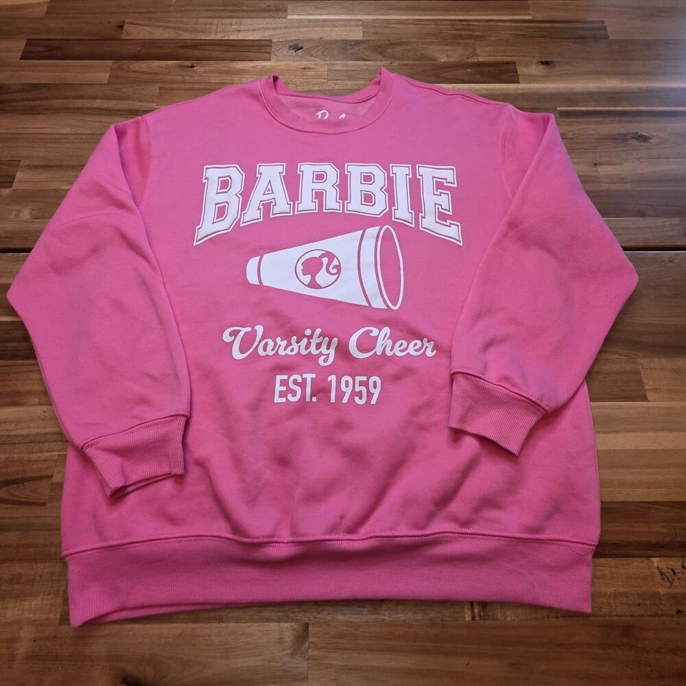 Barbie Hybrid Apparel Women's Sweatshirt Size XL Pink Varsity Cheer Est 1959